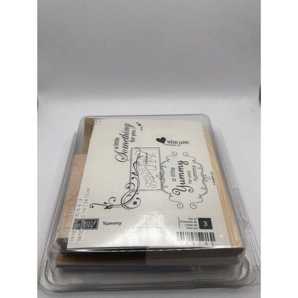 Stampin Up! Yummy Stamp Set Of 3 Rubber Wood Mount Craft Stamps DIY Scrapbooking - Picture 4 of 5